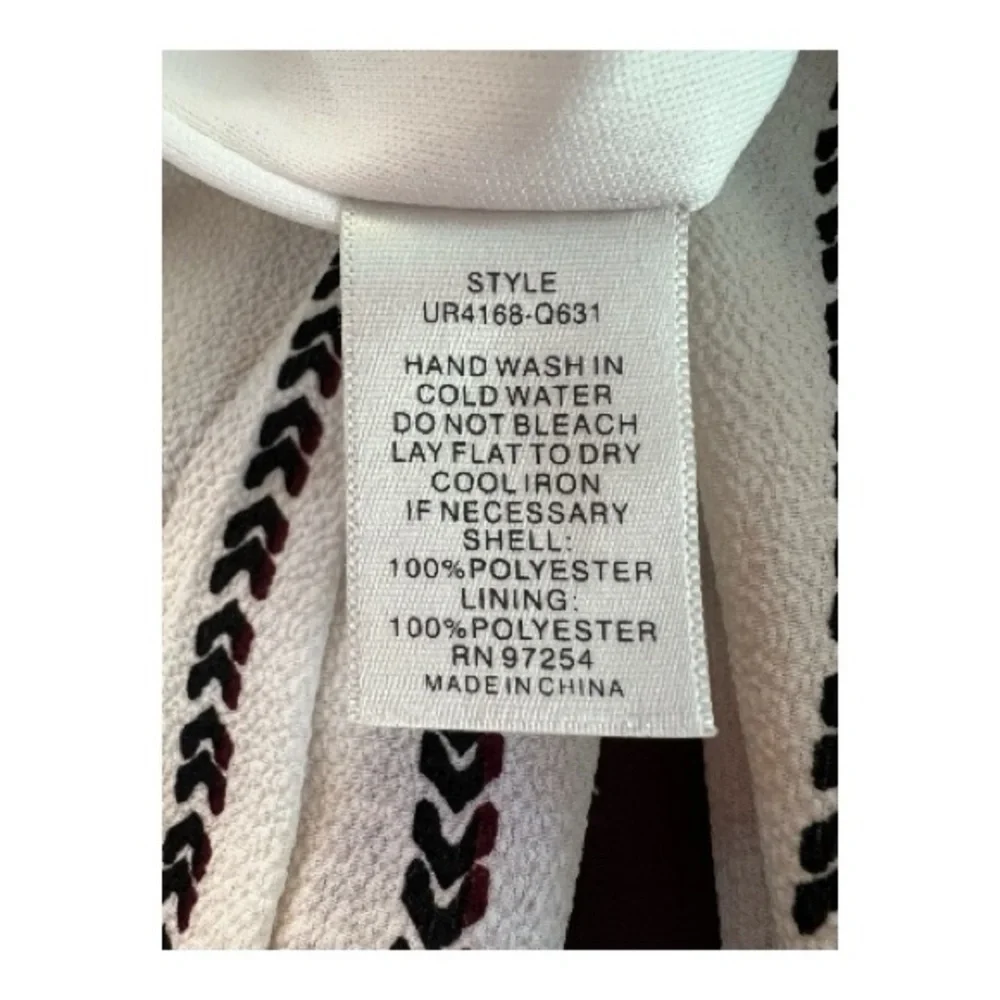 EUC One Clothing ivory & brown striped wide leg jumpsuit w/ belt | size large - Picture 12 of 12